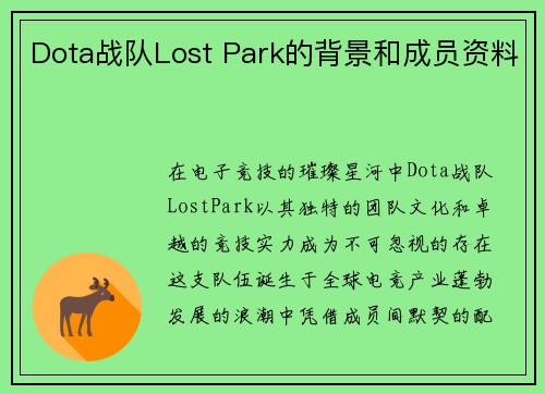 Dota战队Lost Park的背景和成员资料